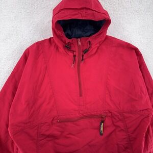 LL Bean Jacket Womens XL Red Thinsulate Pullover Hooded Insulated Nylon USA